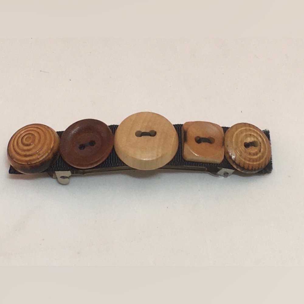 Wood Buttons Barrette